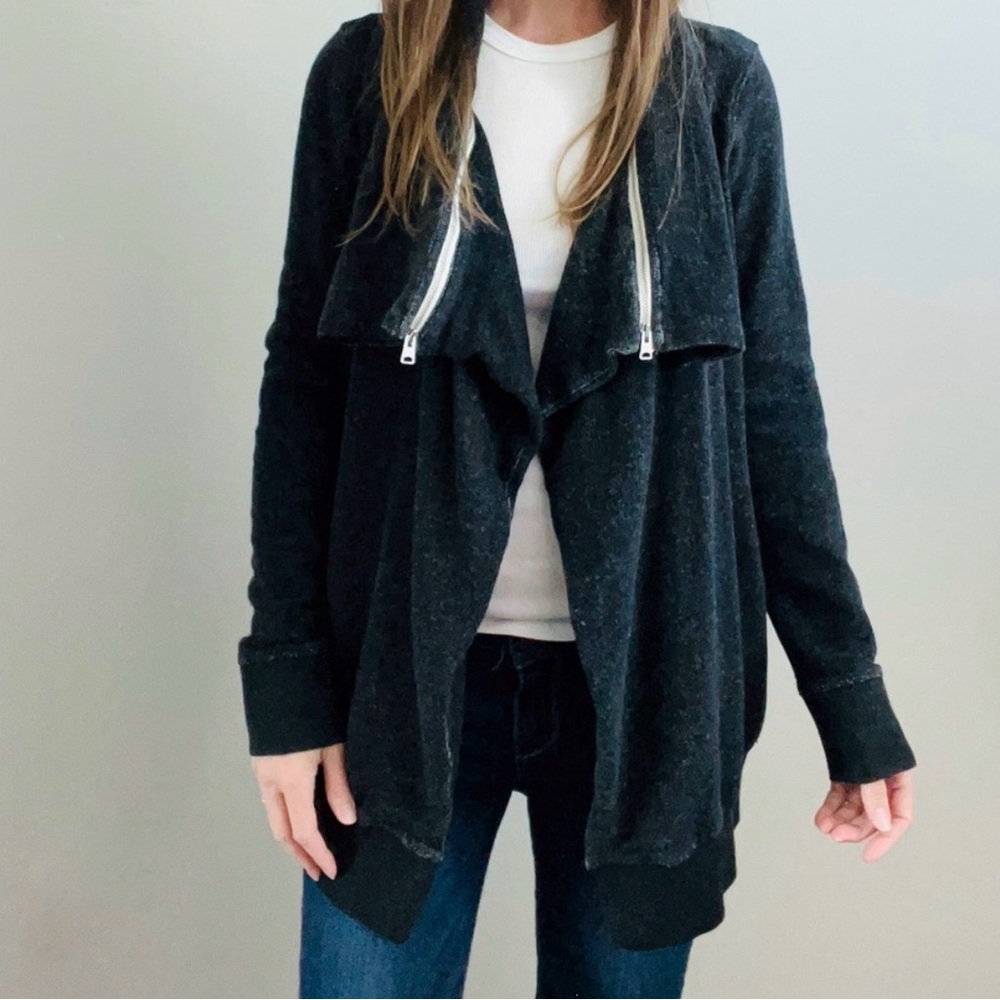 All Saints- women’s Mila Dahlia Cardigan Open front Knit Jacket Top dark gray XS